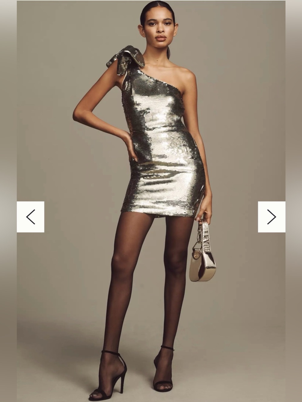Anthropologie Maeve Sequin One-Shoulder Bow Mini Dress NWT 6 Read Description